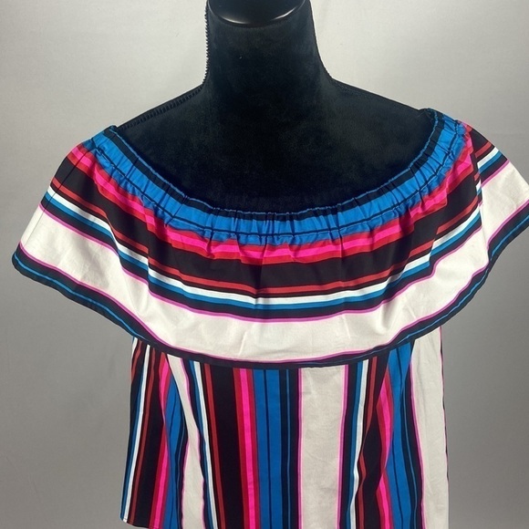 Vince Camuto Havana Bright Striped Off the Shoulder Top - Picture 2 of 8